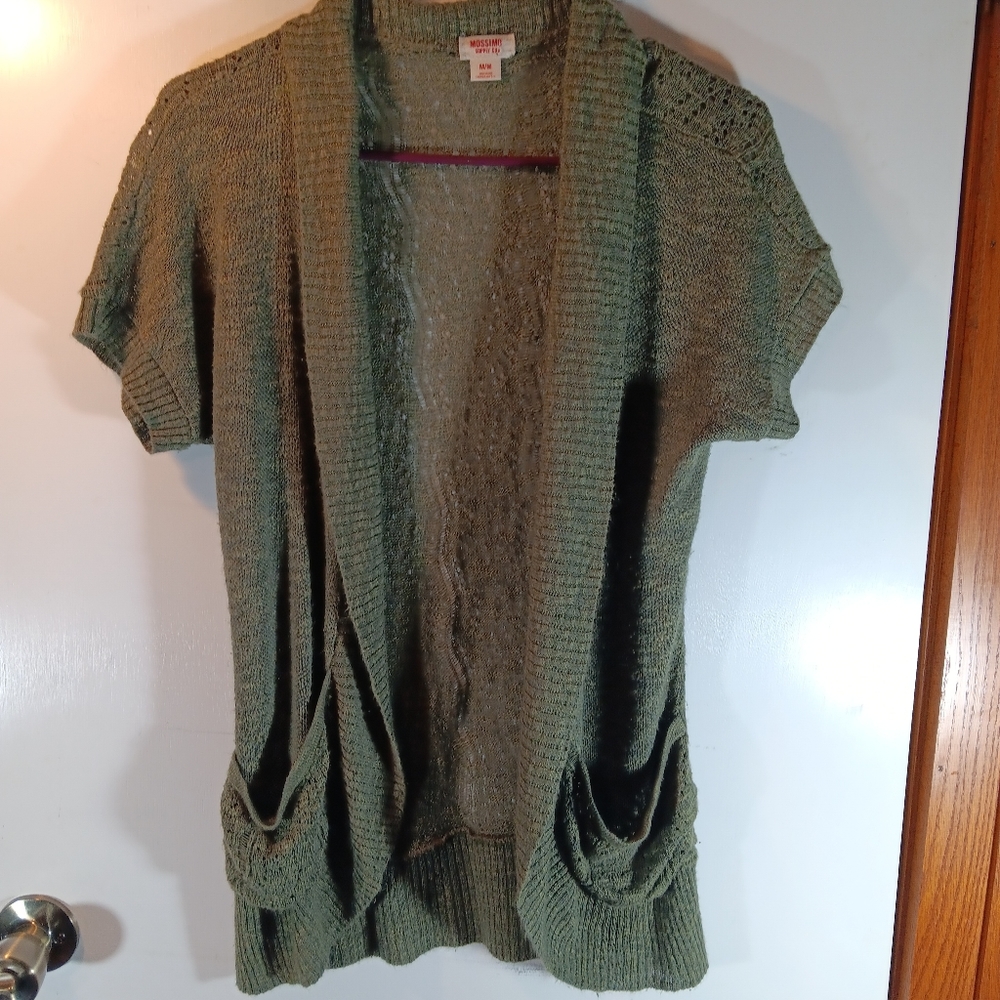 Woman's open cardigan Mossimo Supply Co. Made in USA pockets short sleeve